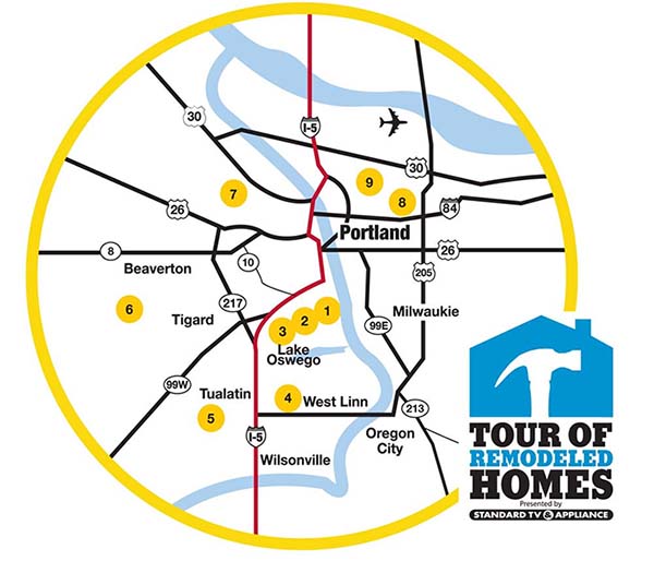 Portland Tour of Remodeled Homes map